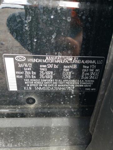 Photo 11 VIN: 5NMS3DAJ5NH477027 - HYUNDAI SANTA FE S 