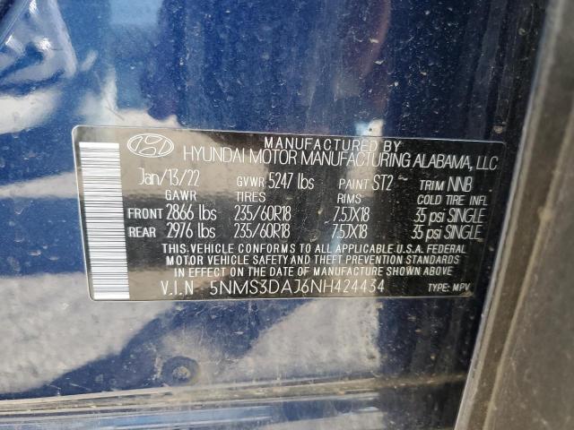 Photo 12 VIN: 5NMS3DAJ6NH424434 - HYUNDAI SANTA FE 