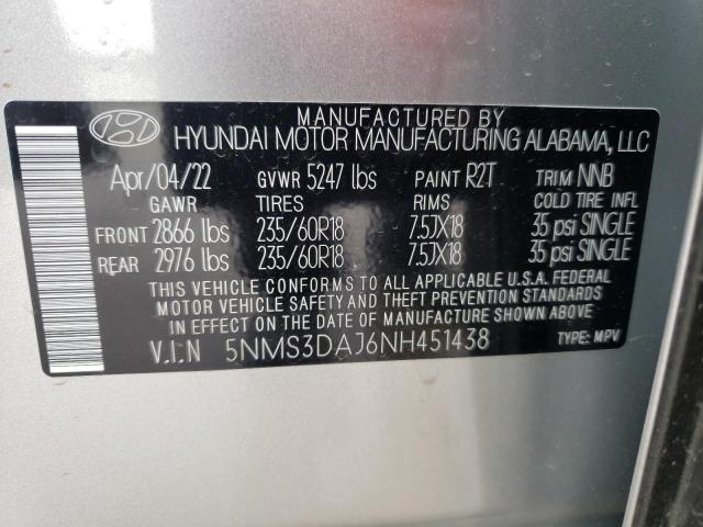 Photo 9 VIN: 5NMS3DAJ6NH451438 - HYUNDAI SANTA FE S 