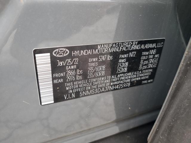 Photo 12 VIN: 5NMS3DAJ7NH425978 - HYUNDAI SANTA FE S 