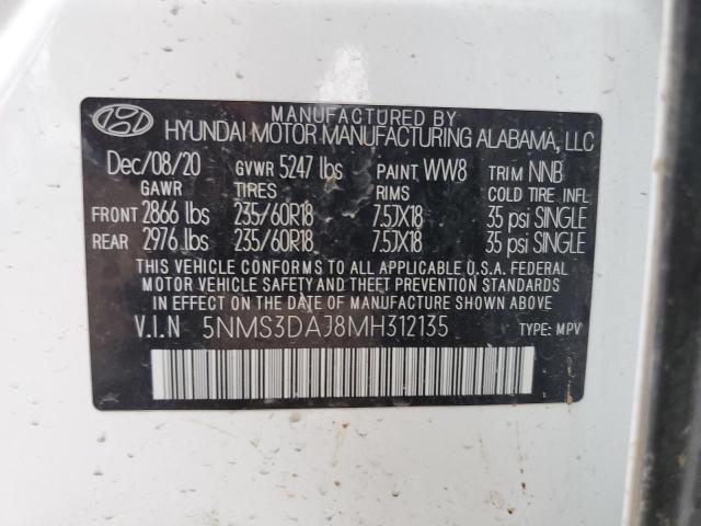 Photo 12 VIN: 5NMS3DAJ8MH312135 - HYUNDAI SANTA FE 