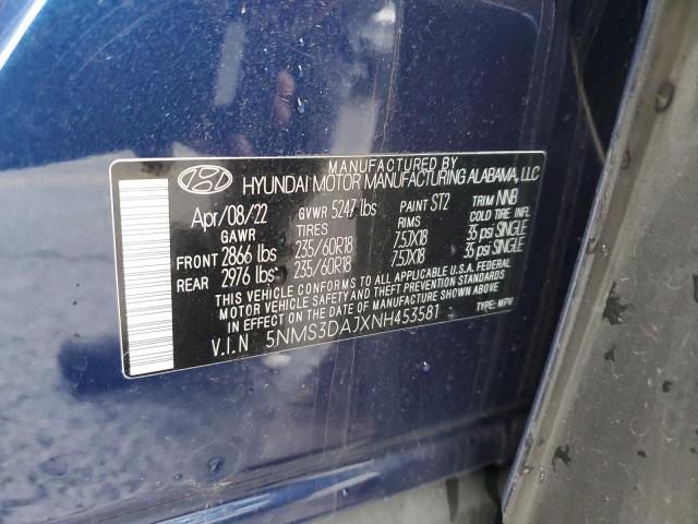 Photo 12 VIN: 5NMS3DAJXNH453581 - HYUNDAI SANTA FE S 