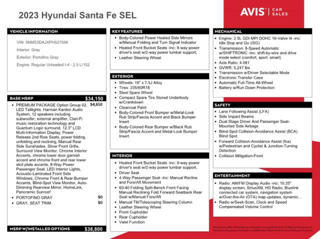 Photo 12 VIN: 5NMS3DAJXPH527598 - HYUNDAI SANTA FE S 