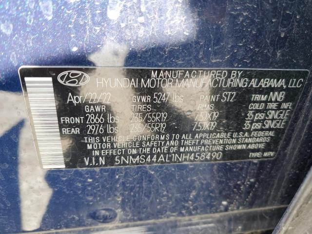 Photo 12 VIN: 5NMS44AL1NH458490 - HYUNDAI SANTA FE 