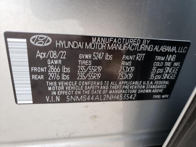 Photo 9 VIN: 5NMS44AL2NH453542 - HYUNDAI SANTA FE L 