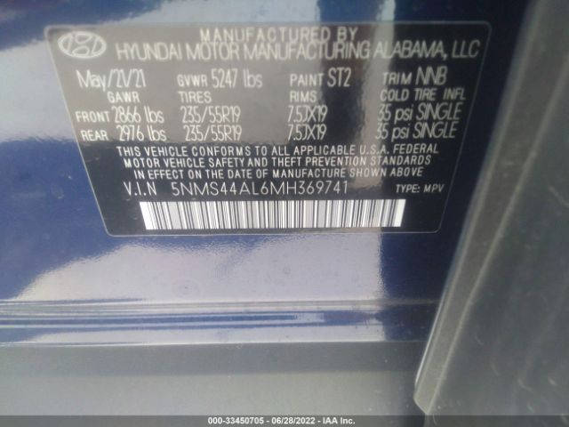 Photo 8 VIN: 5NMS44AL6MH369741 - HYUNDAI SANTA FE 