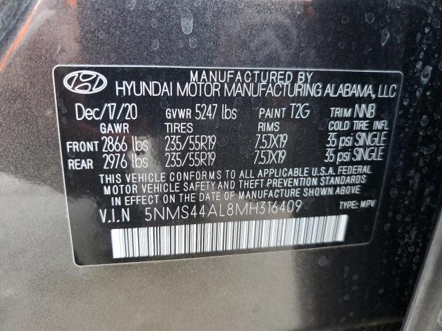 Photo 9 VIN: 5NMS44AL8MH316409 - HYUNDAI SANTA FE L 