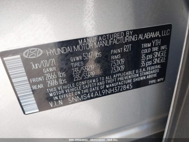 Photo 8 VIN: 5NMS44AL9NH372845 - HYUNDAI SANTA FE 