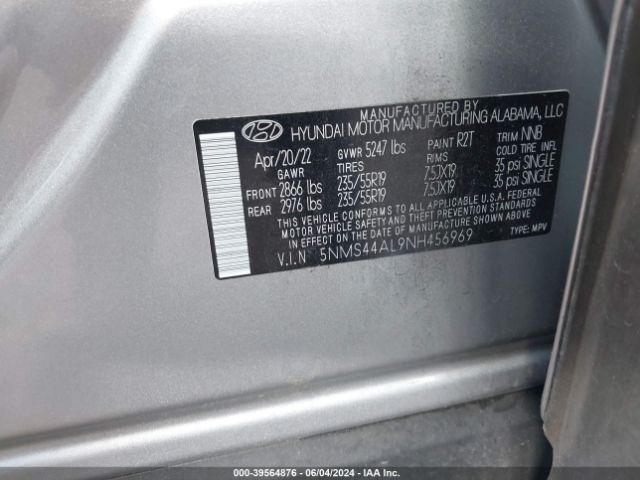 Photo 8 VIN: 5NMS44AL9NH456969 - HYUNDAI SANTA FE 