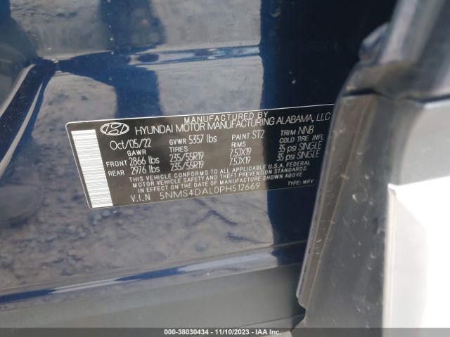 Photo 8 VIN: 5NMS4DAL0PH512669 - HYUNDAI SANTA FE 