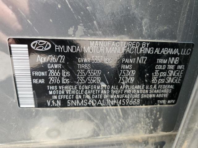 Photo 12 VIN: 5NMS4DAL1NH459638 - HYUNDAI SANTA FE L 