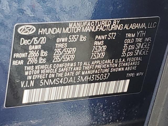 Photo 12 VIN: 5NMS4DAL3MH315037 - HYUNDAI SANTA FE L 