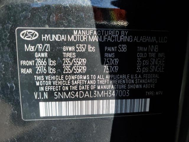 Photo 12 VIN: 5NMS4DAL3MH347003 - HYUNDAI SANTA FE L 