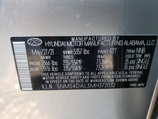 Photo 9 VIN: 5NMS4DAL3MH372032 - HYUNDAI SANTA FE L 