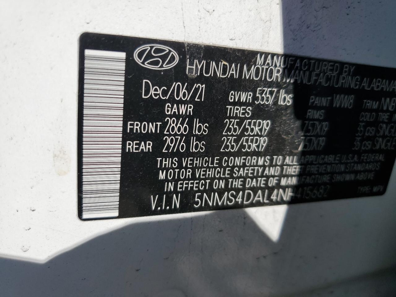 Photo 11 VIN: 5NMS4DAL4NH415682 - HYUNDAI SANTA FE 