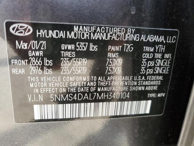 Photo 12 VIN: 5NMS4DAL7MH340104 - HYUNDAI SANTA FE L 