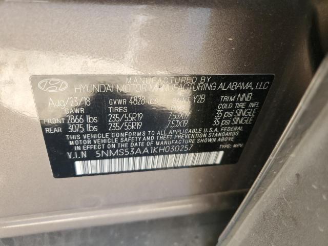 Photo 12 VIN: 5NMS53AA1KH030257 - HYUNDAI SANTA FE L 