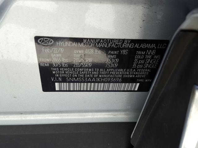 Photo 9 VIN: 5NMS53AA1KH093696 - HYUNDAI SANTA FE L 