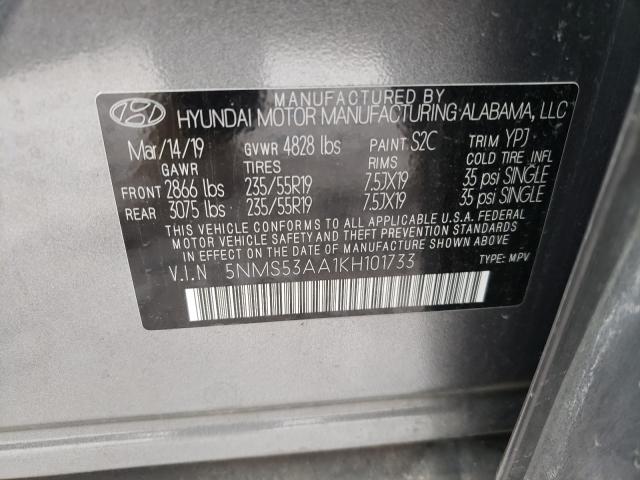 Photo 9 VIN: 5NMS53AA1KH101733 - HYUNDAI SANTA FE L 