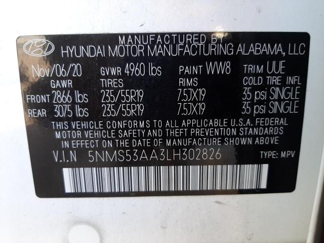 Photo 9 VIN: 5NMS53AA3LH302826 - HYUNDAI SANTA FE L 