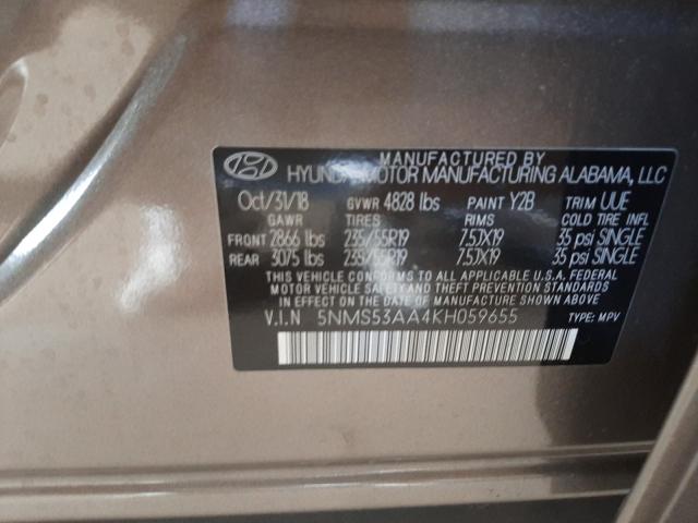 Photo 9 VIN: 5NMS53AA4KH059655 - HYUNDAI SANTA FE L 