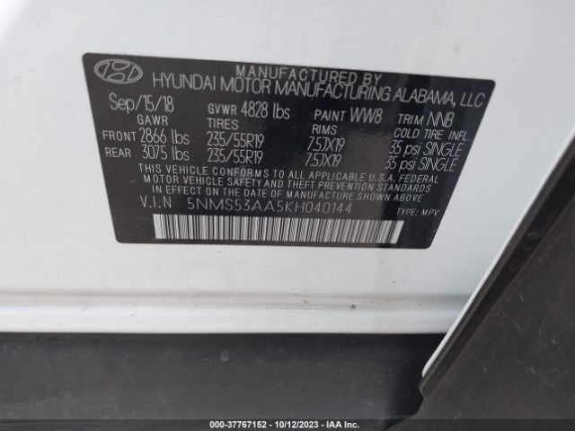 Photo 8 VIN: 5NMS53AA5KH040144 - HYUNDAI SANTA FE 