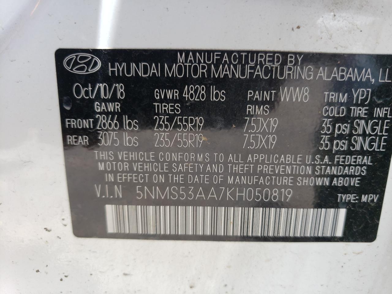 Photo 13 VIN: 5NMS53AA7KH050819 - HYUNDAI SANTA FE 