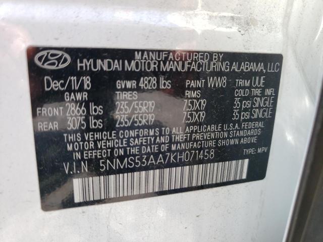 Photo 12 VIN: 5NMS53AA7KH071458 - HYUNDAI SANTA FE L 