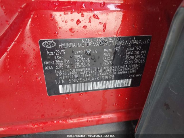 Photo 8 VIN: 5NMS53AA7KH118178 - HYUNDAI SANTA FE 