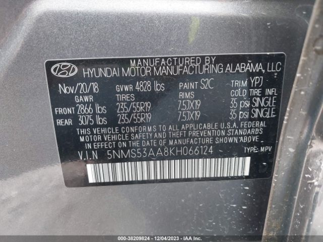 Photo 8 VIN: 5NMS53AA8KH066124 - HYUNDAI SANTA FE 