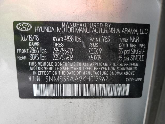 Photo 12 VIN: 5NMS53AA9KH012962 - HYUNDAI SANTA FE L 