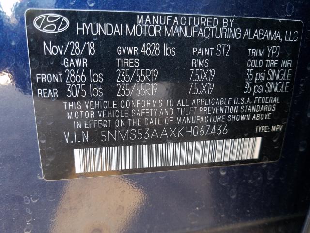 Photo 9 VIN: 5NMS53AAXKH067436 - HYUNDAI SANTA FE L 