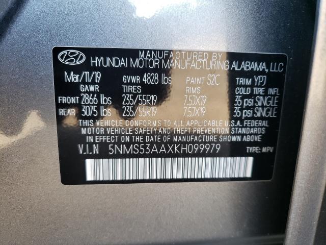 Photo 9 VIN: 5NMS53AAXKH099979 - HYUNDAI SANTA FE L 