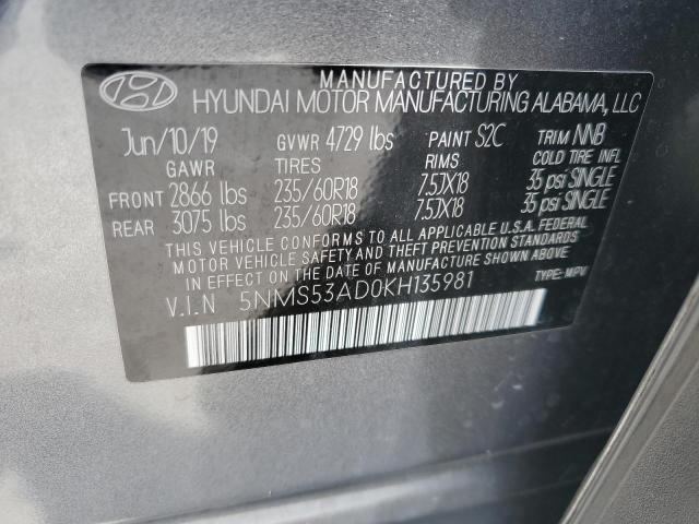 Photo 12 VIN: 5NMS53AD0KH135981 - HYUNDAI SANTA FE 