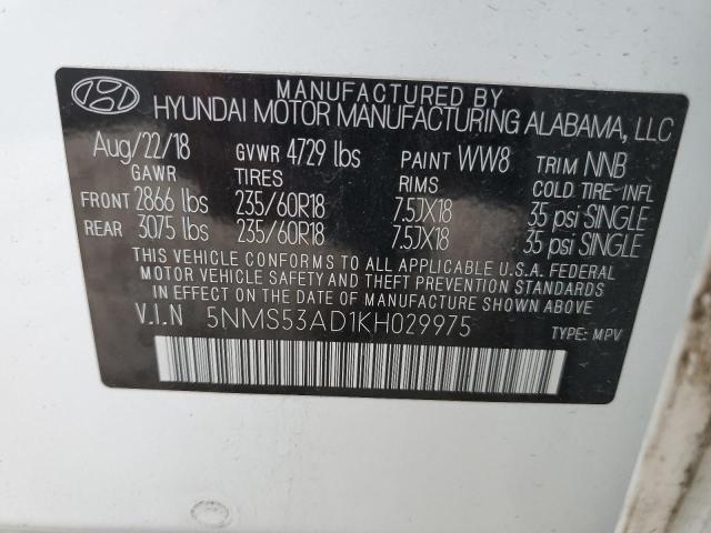 Photo 11 VIN: 5NMS53AD1KH029975 - HYUNDAI SANTA FE 