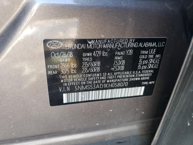 Photo 9 VIN: 5NMS53AD1KH058070 - HYUNDAI SANTA FE L 