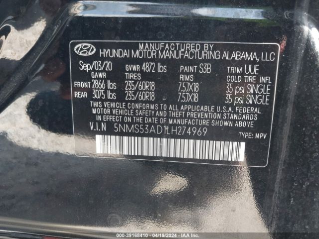 Photo 8 VIN: 5NMS53AD1LH274969 - HYUNDAI SANTA FE 