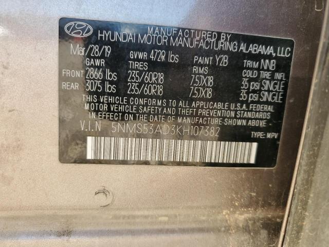 Photo 12 VIN: 5NMS53AD3KH107382 - HYUNDAI SANTA FE 