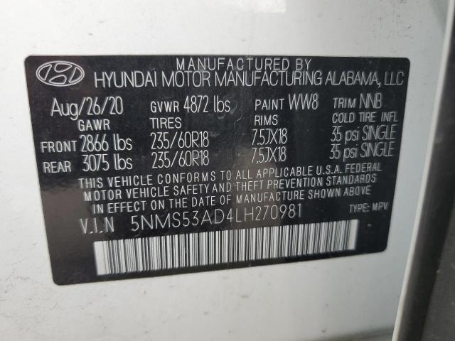 Photo 12 VIN: 5NMS53AD4LH270981 - HYUNDAI SANTA FE L 