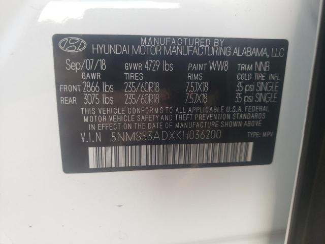 Photo 12 VIN: 5NMS53ADXKH036200 - HYUNDAI SANTA FE L 