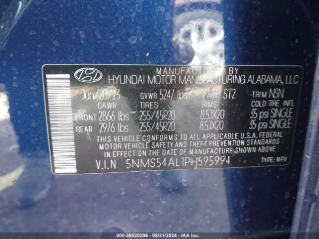 Photo 8 VIN: 5NMS54AL1PH595994 - HYUNDAI SANTA FE 