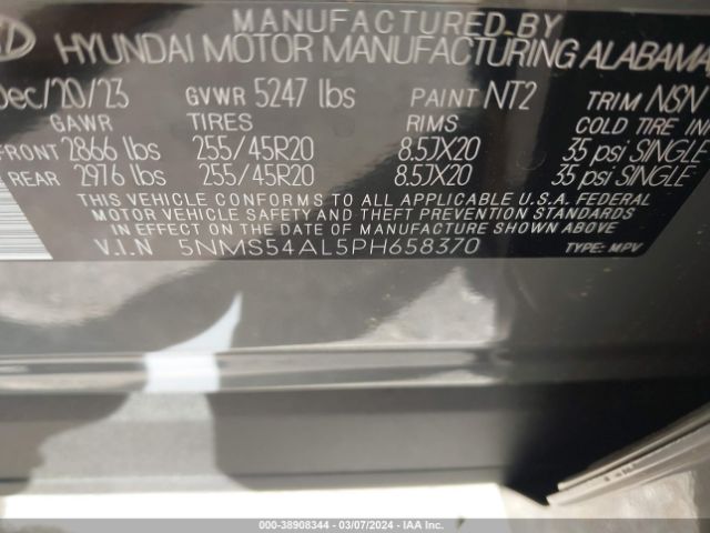 Photo 8 VIN: 5NMS54AL5PH658370 - HYUNDAI SANTA FE 