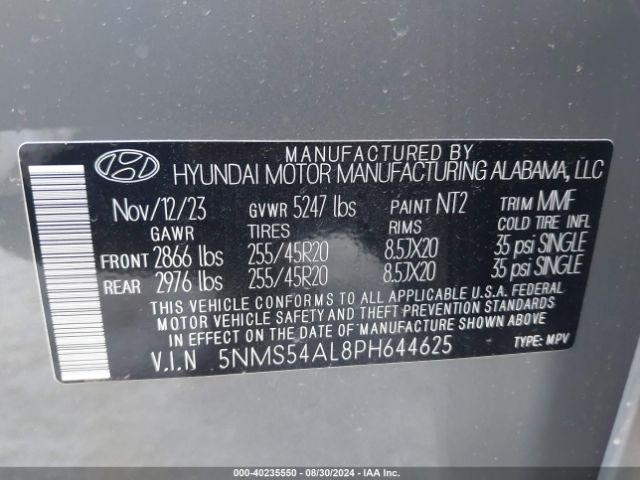 Photo 8 VIN: 5NMS54AL8PH644625 - HYUNDAI SANTA FE 