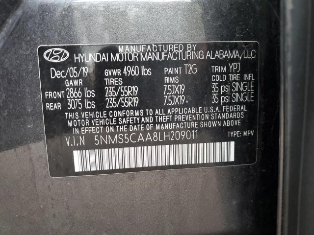 Photo 11 VIN: 5NMS5CAA8LH209011 - HYUNDAI SANTA FE L 