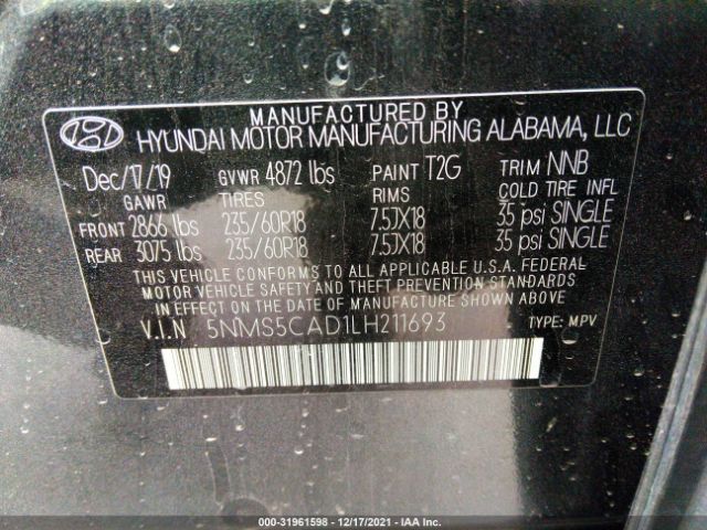 Photo 8 VIN: 5NMS5CAD1LH211693 - HYUNDAI SANTA FE 