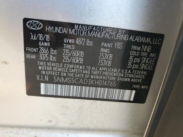 Photo 12 VIN: 5NMS5CAD3KH014765 - HYUNDAI SANTA FE L 