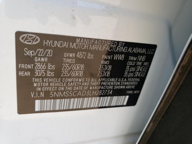 Photo 9 VIN: 5NMS5CAD3LH282734 - HYUNDAI SANTA FE L 