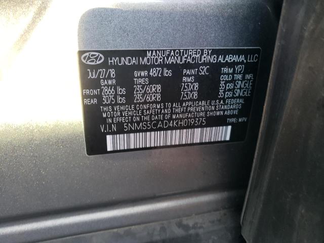 Photo 9 VIN: 5NMS5CAD4KH019375 - HYUNDAI SANTA FE L 