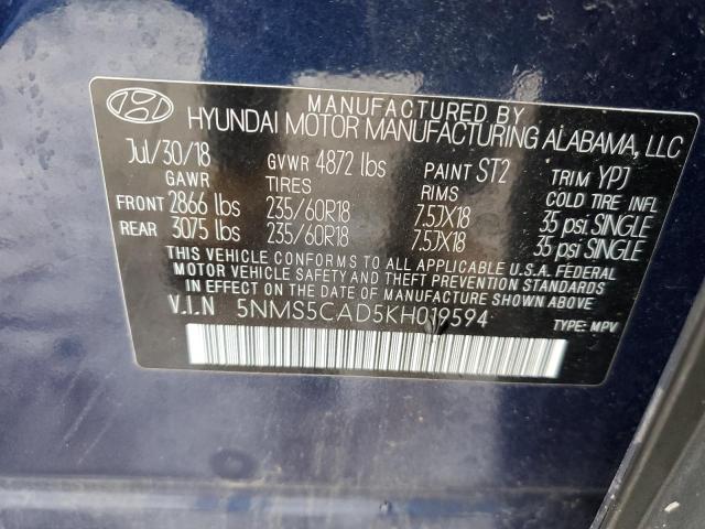 Photo 11 VIN: 5NMS5CAD5KH019594 - HYUNDAI SANTA FE 