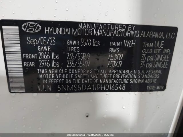 Photo 8 VIN: 5NMS5DA11PH016548 - HYUNDAI SANTA FE HYBRID 